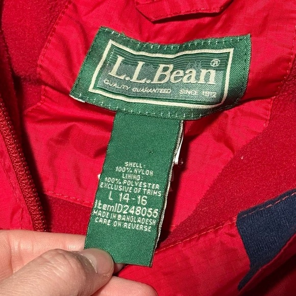L.L. Bean Two-Tone Red Windbreaker Jacket (Youth 14–16) - Picture 7 of 8